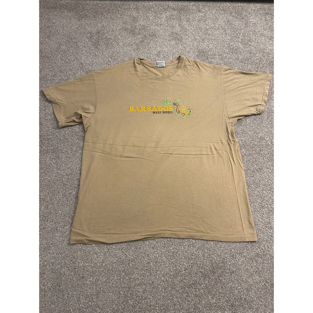 Sun Island Barbados T Shirt Mens XL Tan Excellent Embroidered Turtle Souvenir